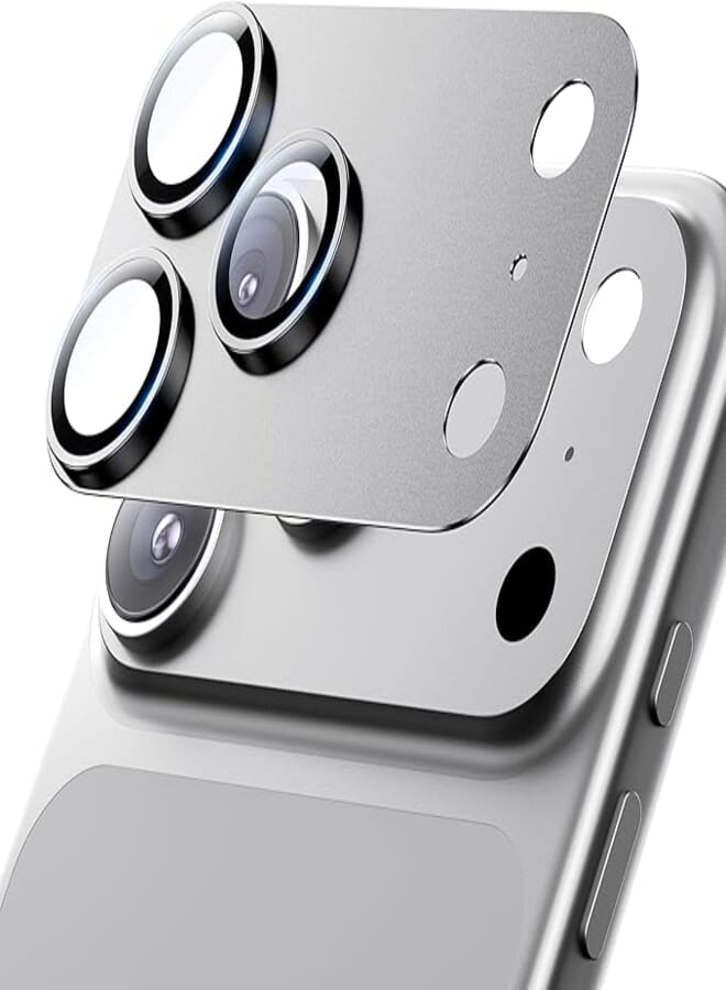 Hoerrye for iPhone Pro Max 17 Camera Lens Protector - [12FT Shatterproof Military Grade] [Strong Adsorption] Metal 9H+ Tempered Glass Camera Screen Full Protective Cover Case Friendly,White